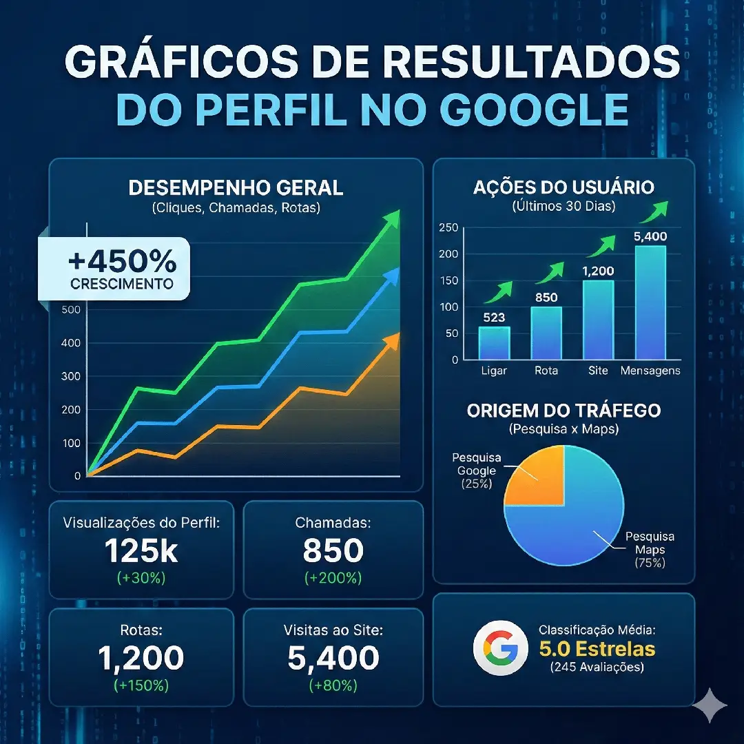 Gráficos de resultados de perfil no Google